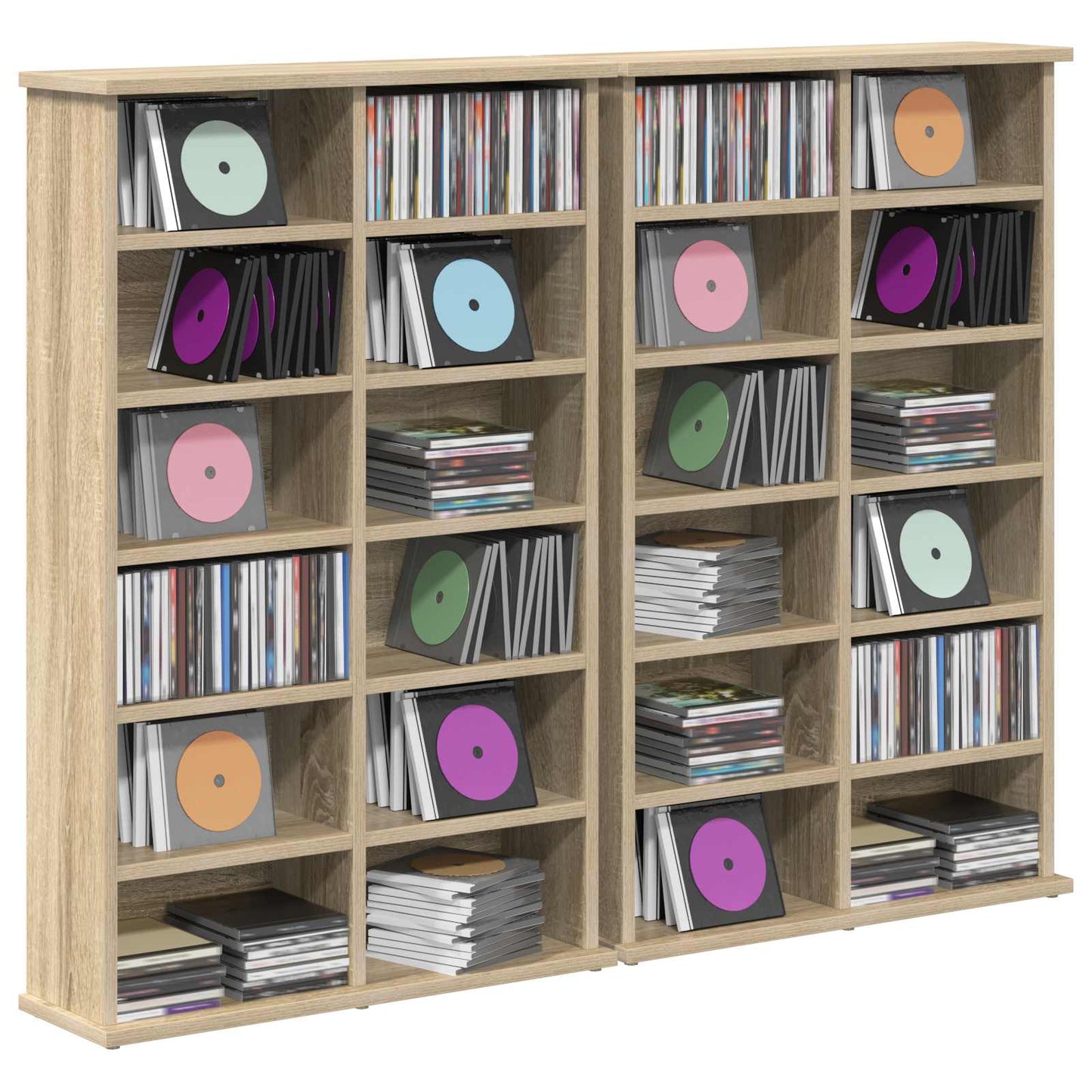 CD Cabinet 2 pcs Sonoma Oak 60 x 17 x 92 cm Engineered Wood