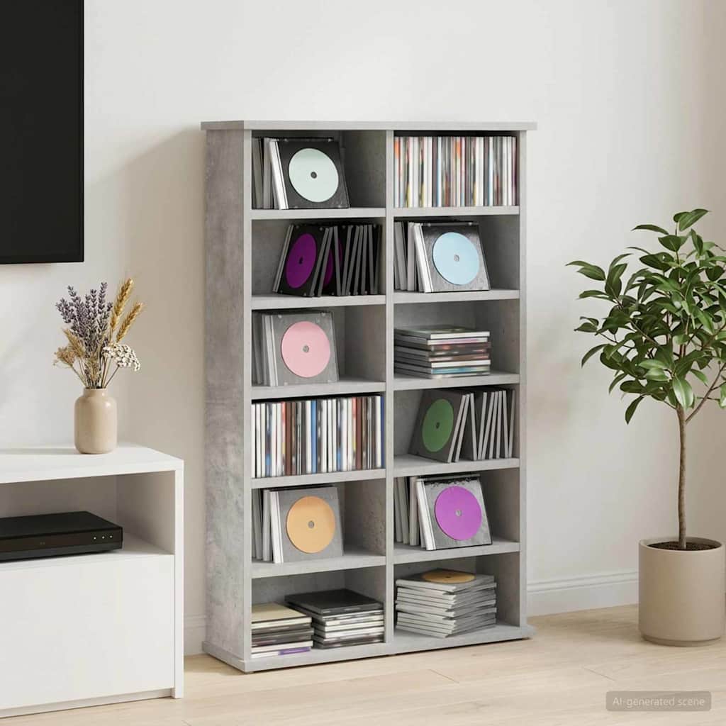 CD Cabinet Concrete Grey 60 x 17 x 92 cm Engineered Wood
