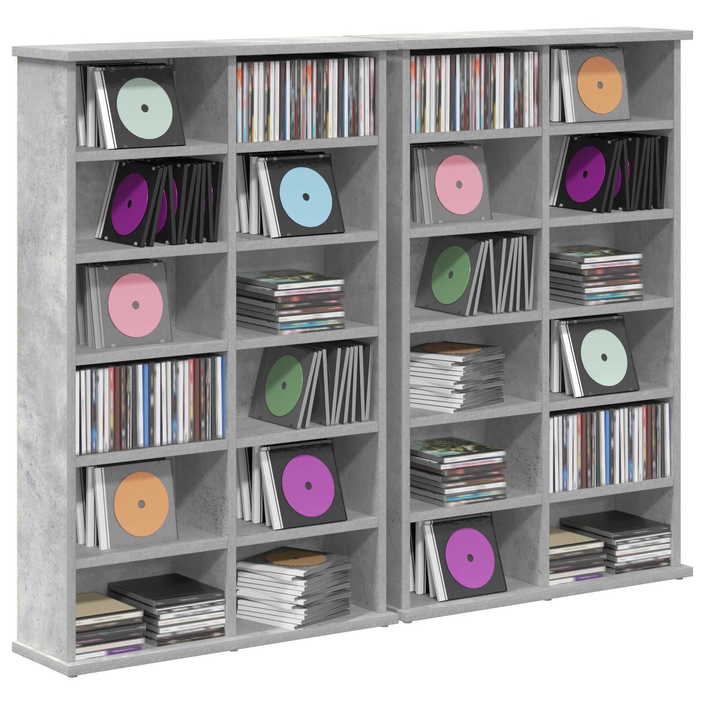 CD Cabinet 2 pcs Concrete Grey 60 x 17 x 92 cm Engineered Wood