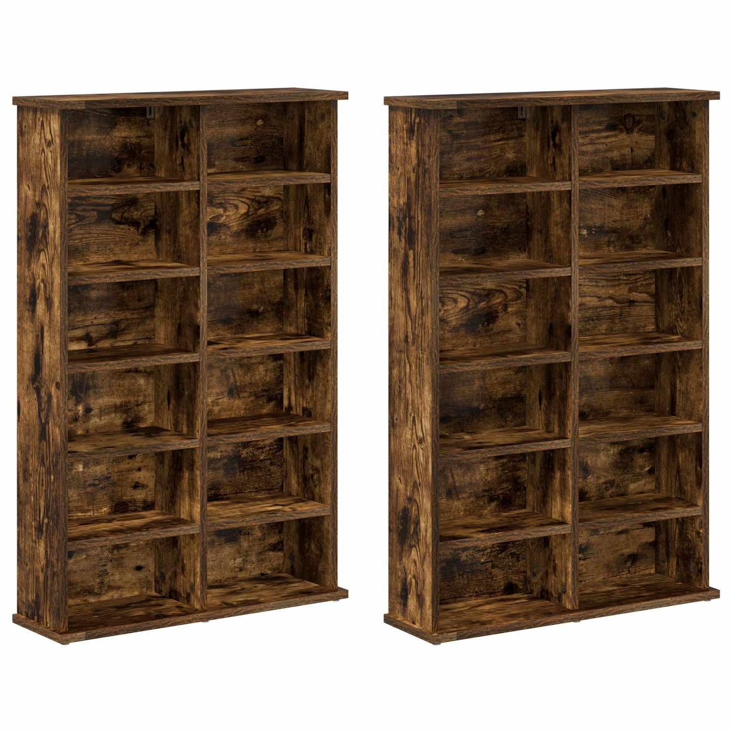 CD Cabinet 2 pcs Smoked Oak 60 x 17 x 92 cm Engineered Wood
