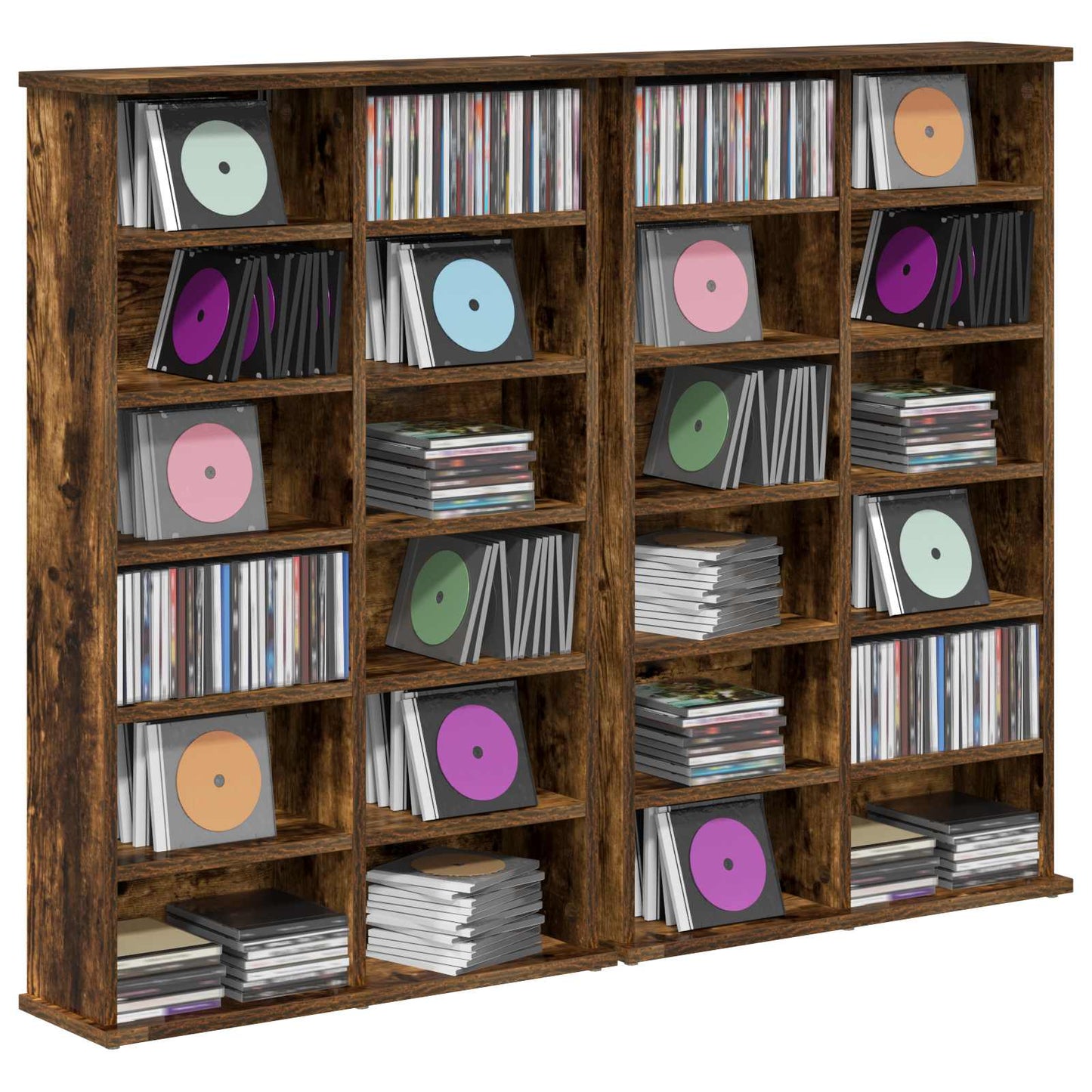 CD Cabinet 2 pcs Smoked Oak 60 x 17 x 92 cm Engineered Wood
