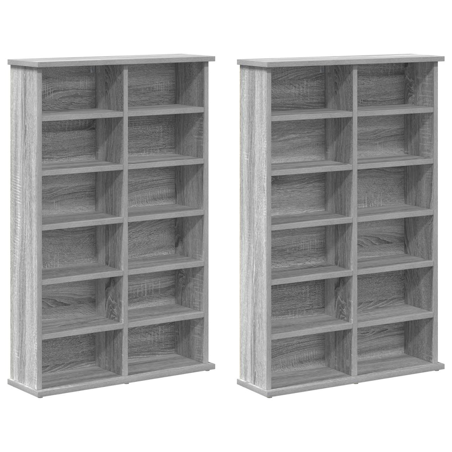 CD Cabinet 2 pcs Grey Sonoma 60 x 17 x 92 cm Engineered Wood