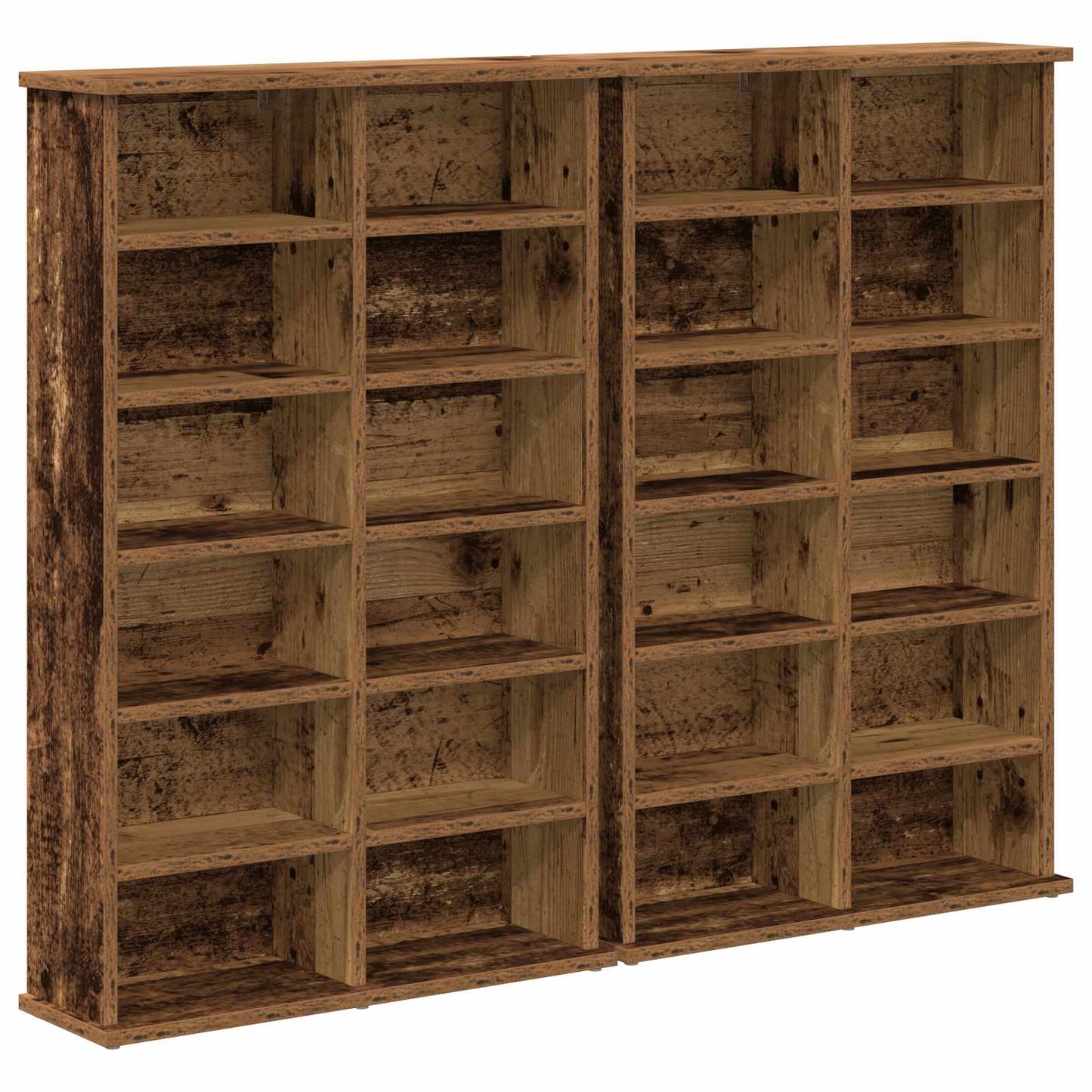 CD Cabinet 2 pcs Old Wood 60 x 17 x 92 cm Engineered Wood