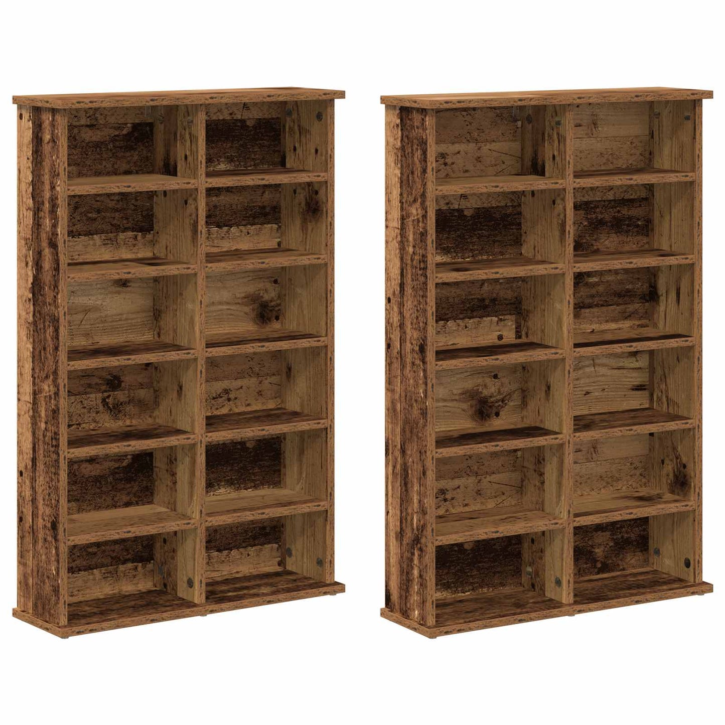 CD Cabinet 2 pcs Old Wood 60 x 17 x 92 cm Engineered Wood