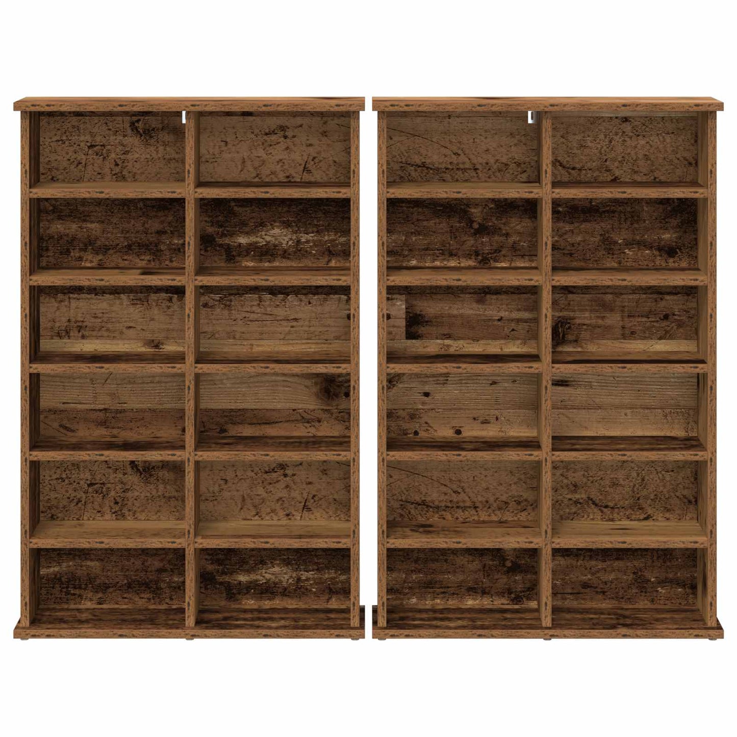 CD Cabinet 2 pcs Old Wood 60 x 17 x 92 cm Engineered Wood