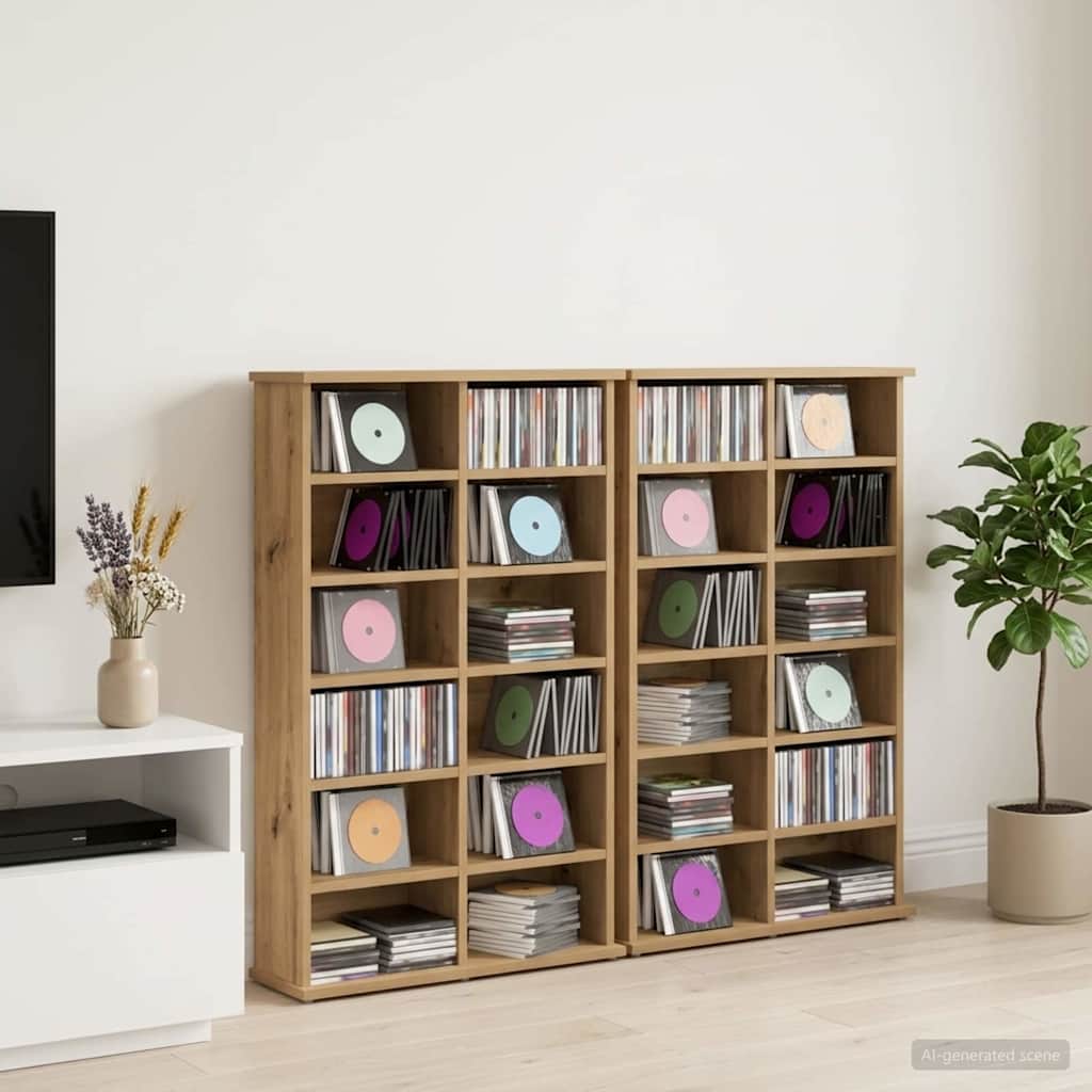 CD Cabinet 2 pcs Artisan Oak 60 x 17 x 92 cm Engineered Wood
