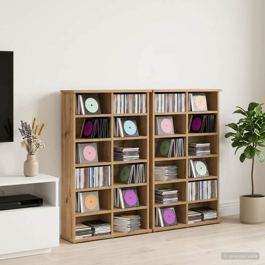 CD Cabinet 2 pcs Artisan Oak 60 x 17 x 92 cm Engineered Wood