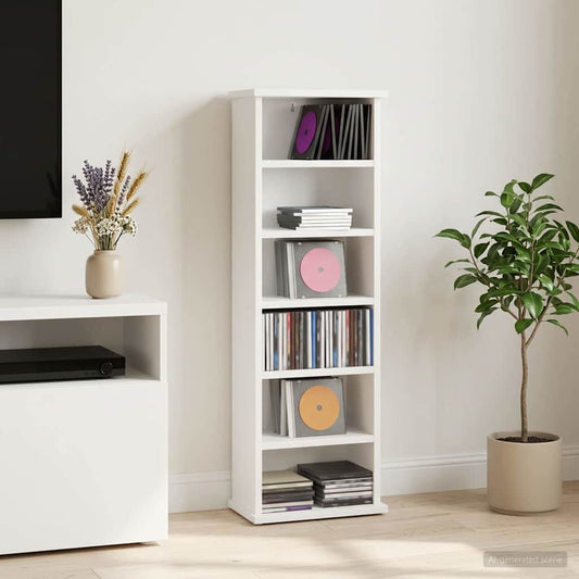 CD Cabinet White 32 x 17 x 92 cm Engineered Wood