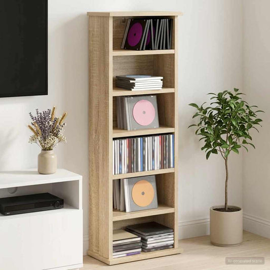 CD Cabinet Sonoma Oak 32 x 17 x 92 cm Engineered Wood