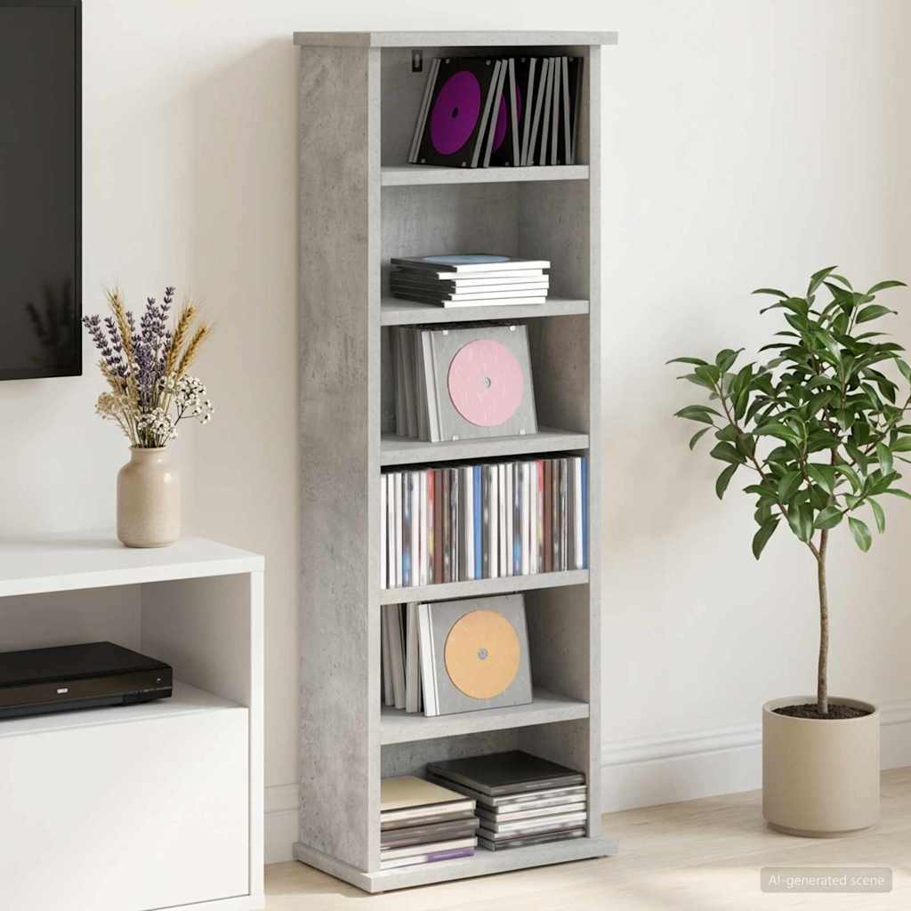 CD Cabinet Concrete Grey 32 x 17 x 92 cm Engineered Wood