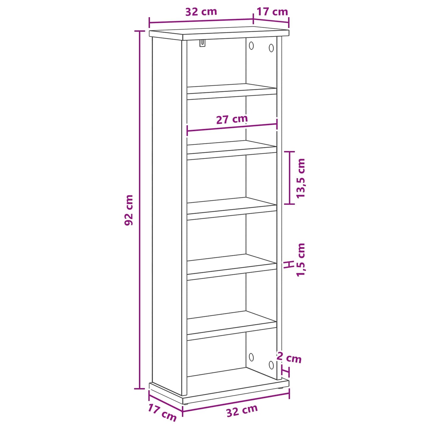 CD Cabinet Concrete Grey 32 x 17 x 92 cm Engineered Wood