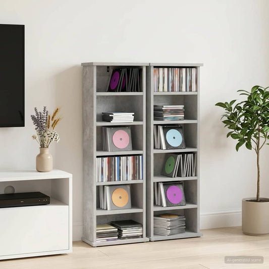 CD Cabinet 2 pcs Concrete Grey 32 x 17 x 92 cm Engineered Wood