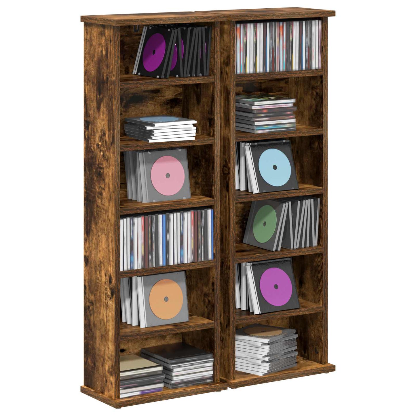 CD Cabinet 2 pcs Smoked Oak 32 x 17 x 92 cm Engineered Wood