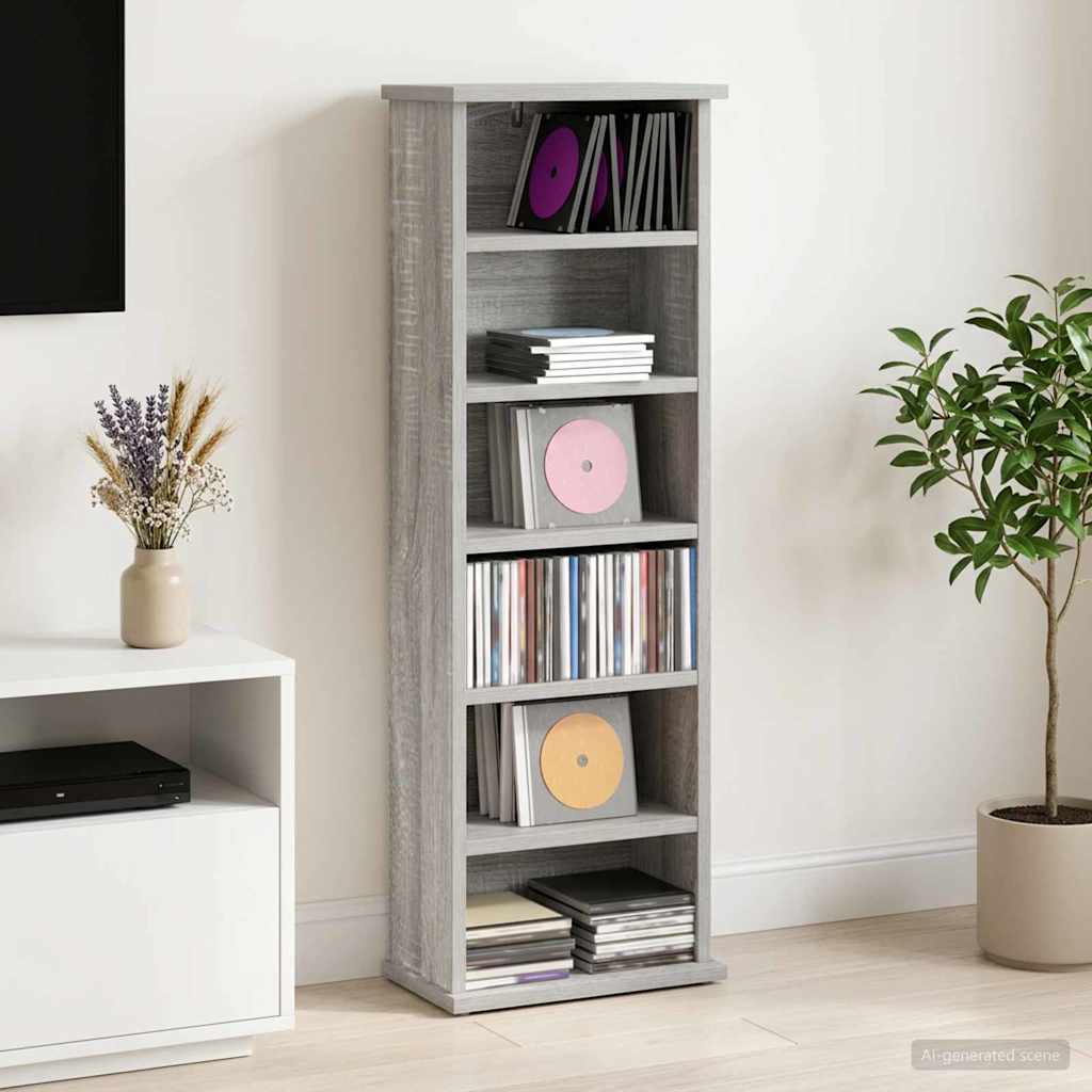 CD Cabinet Grey Sonoma 32 x 17 x 92 cm Engineered Wood