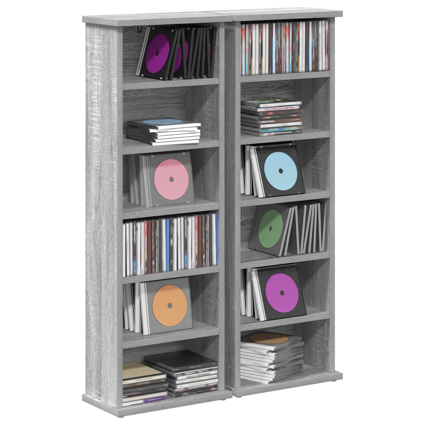 CD Cabinet 2 pcs Grey Sonoma 32 x 17 x 92 cm Engineered Wood
