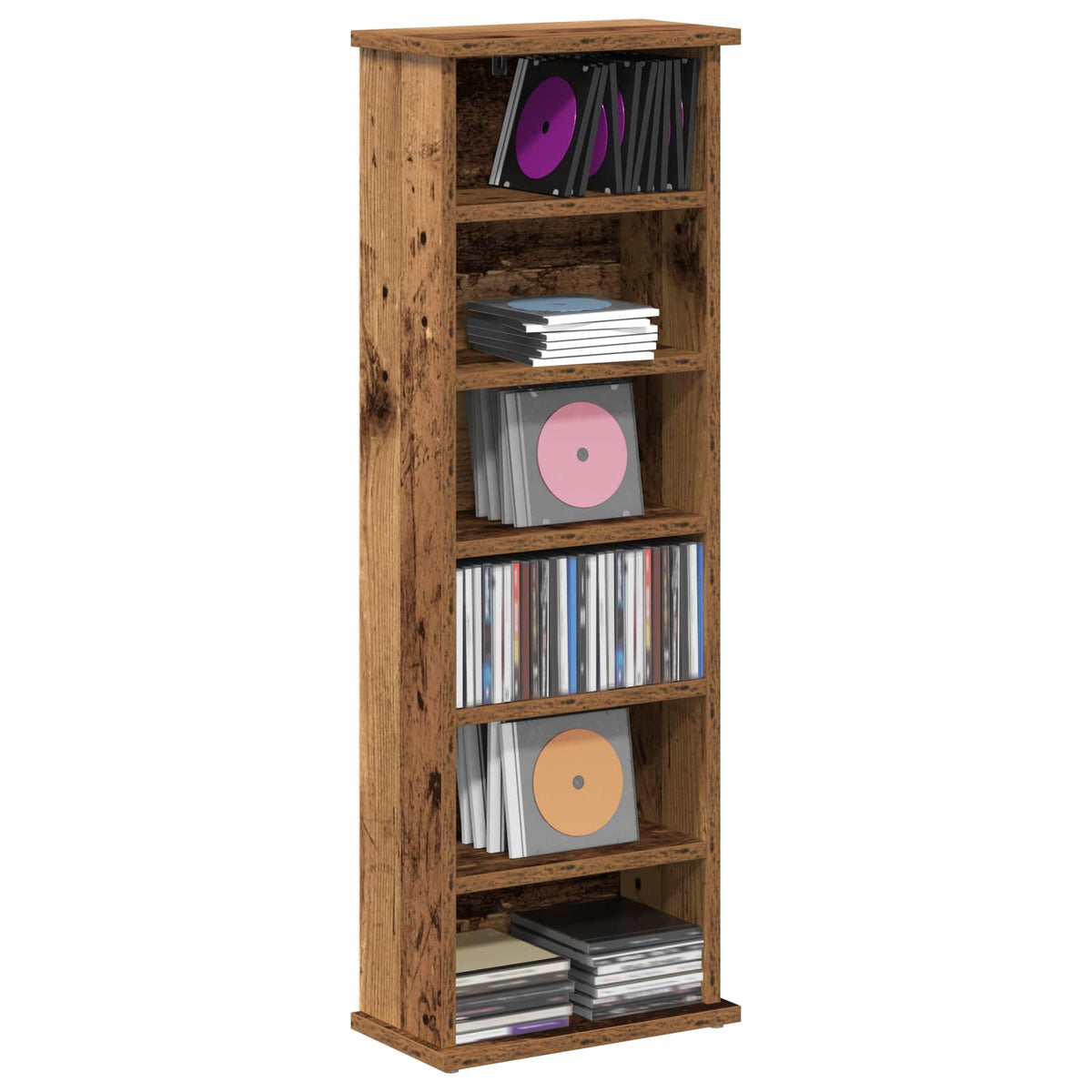 CD Cabinet Old Wood 32 x 17 x 92 cm Engineered Wood