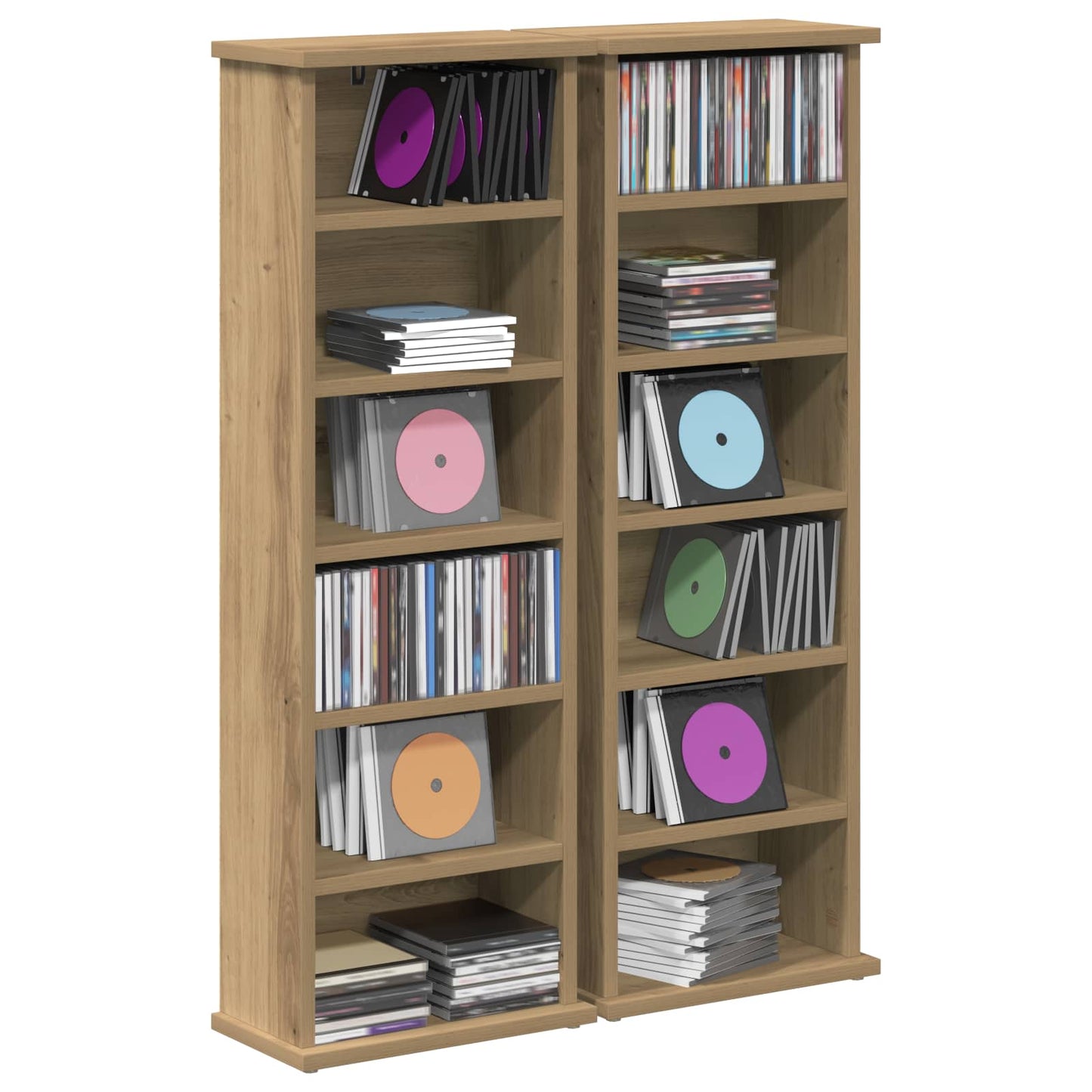 CD Cabinet 2 pcs Artisan Oak 32 x 17 x 92 cm Engineered Wood