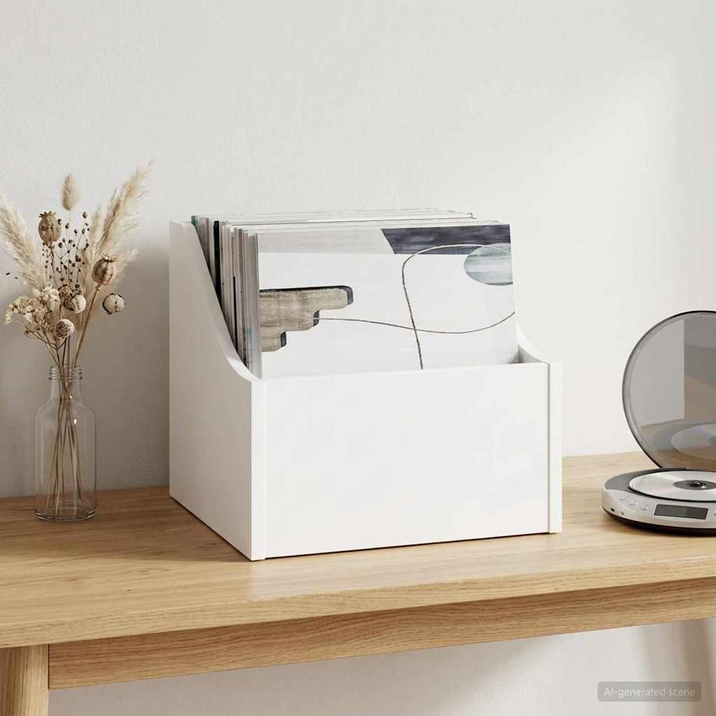 LP Record Box White 37 x 33 x 32 cm Engineered Wood
