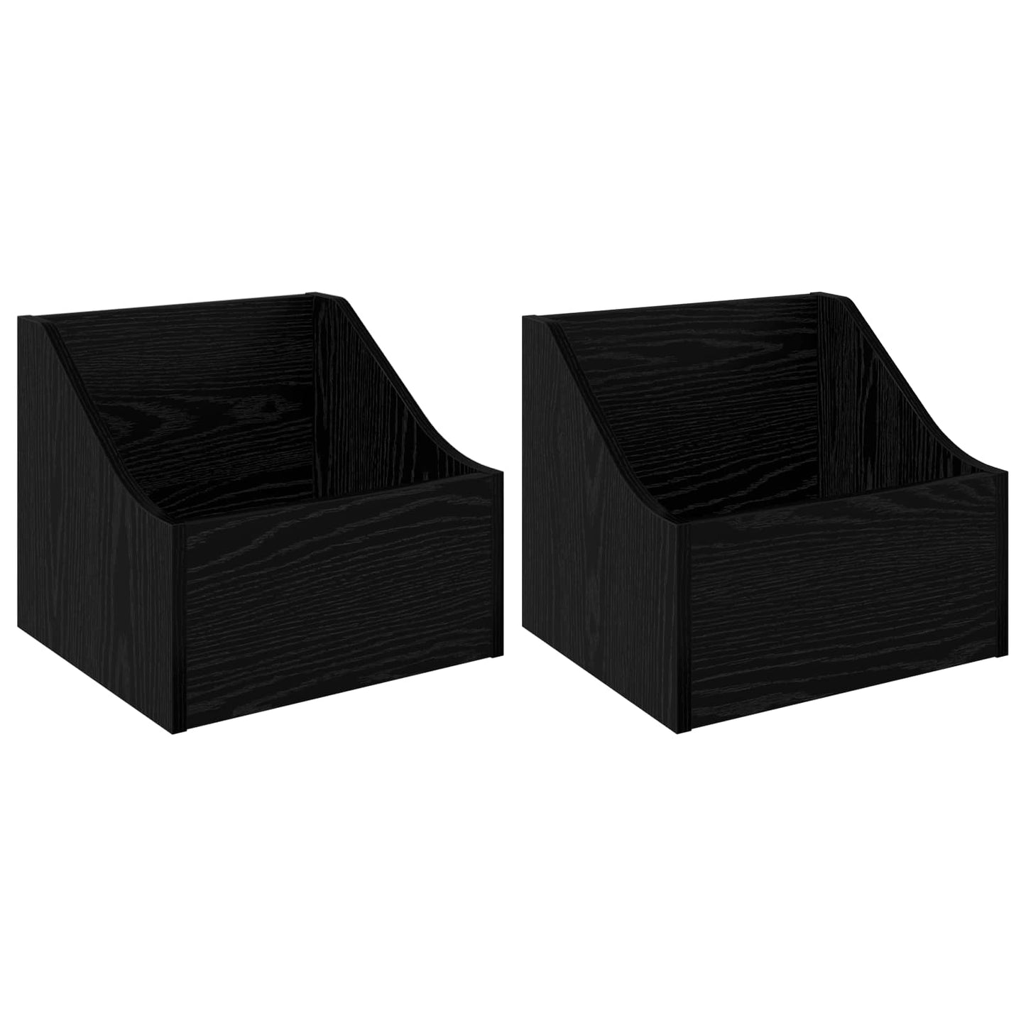LP Record Box 2 pcs Black Oak 37 x 33 x 32 cm Engineered Wood