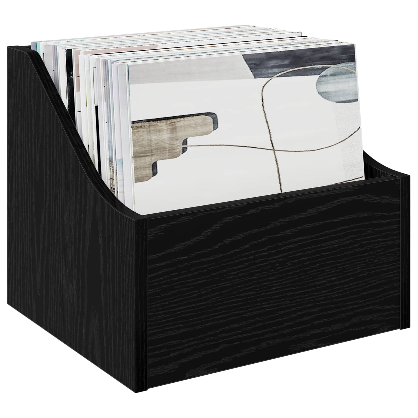 LP Record Box 2 pcs Black Oak 37 x 33 x 32 cm Engineered Wood