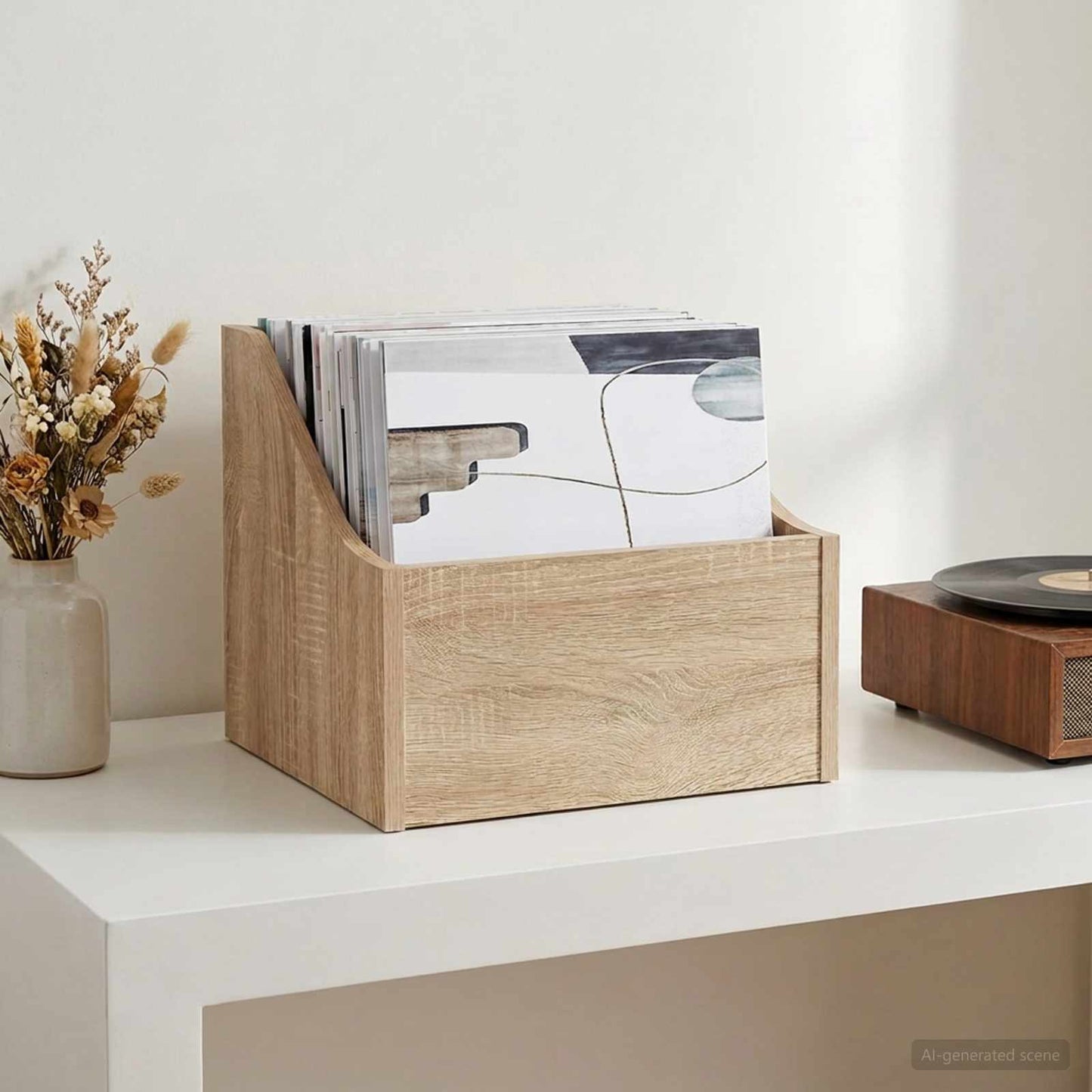 LP Record Box Sonoma Oak 37 x 33 x 32 cm Engineered Wood