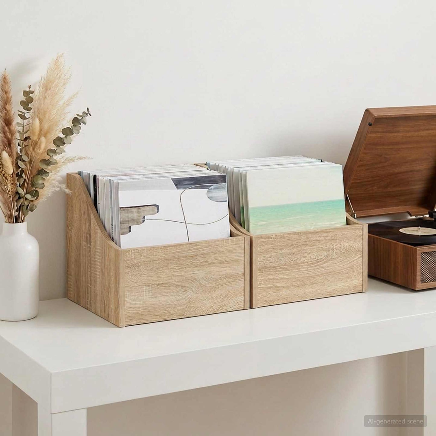 LP Record Box 2 pcs Sonoma Oak 37 x 33 x 32 cm Engineered Wood