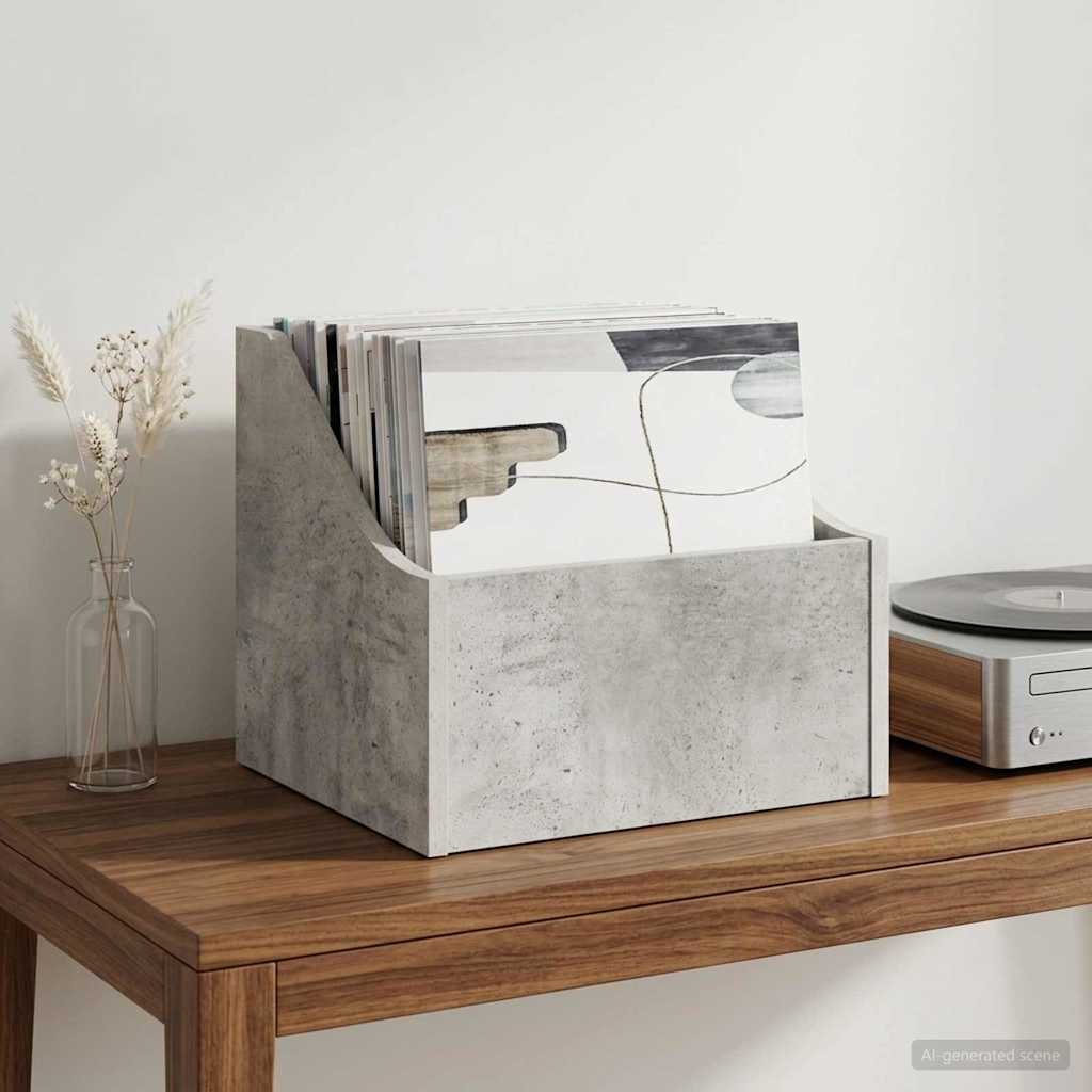 LP Record Box Concrete Grey 37 x 33 x 32 cm Engineered Wood