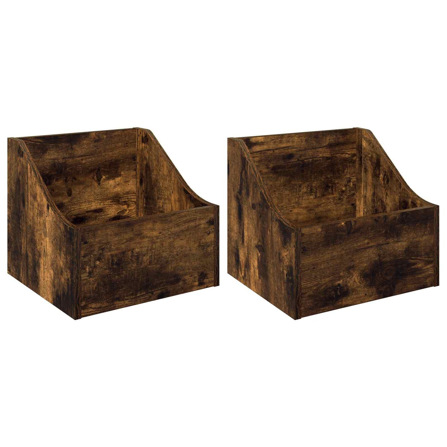 LP Record Box 2 pcs Smoked Oak 37 x 33 x 32 cm Engineered Wood
