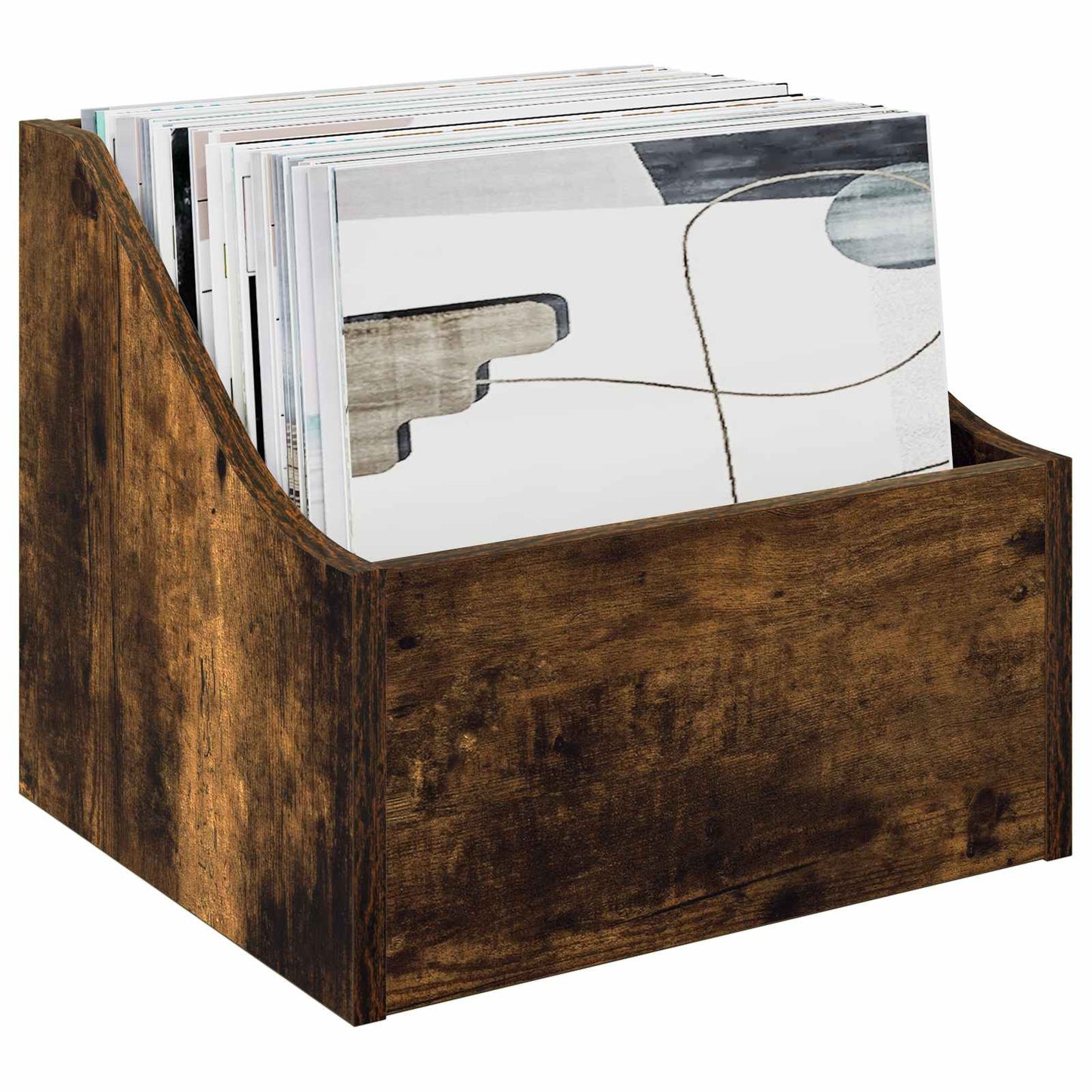 LP Record Box 2 pcs Smoked Oak 37 x 33 x 32 cm Engineered Wood