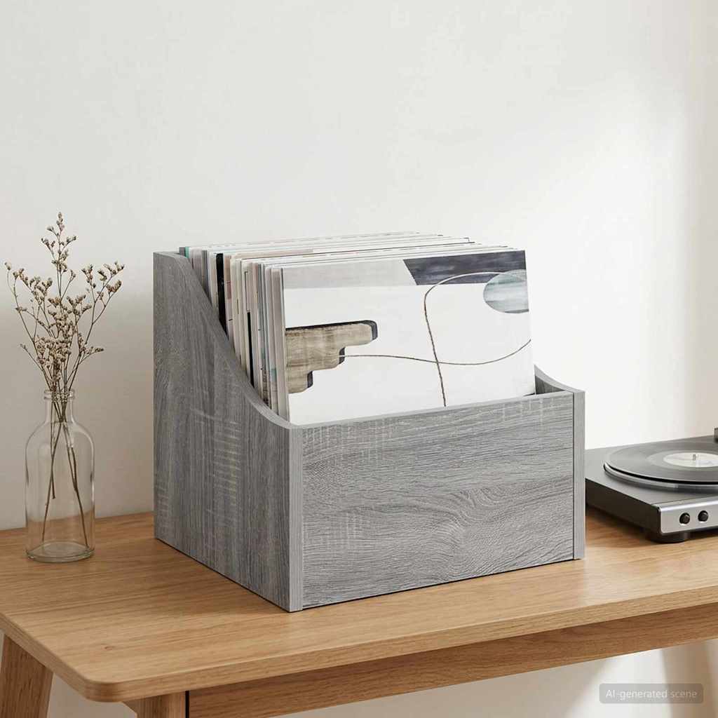 LP Record Box Grey Sonoma 37 x 33 x 32 cm Engineered Wood