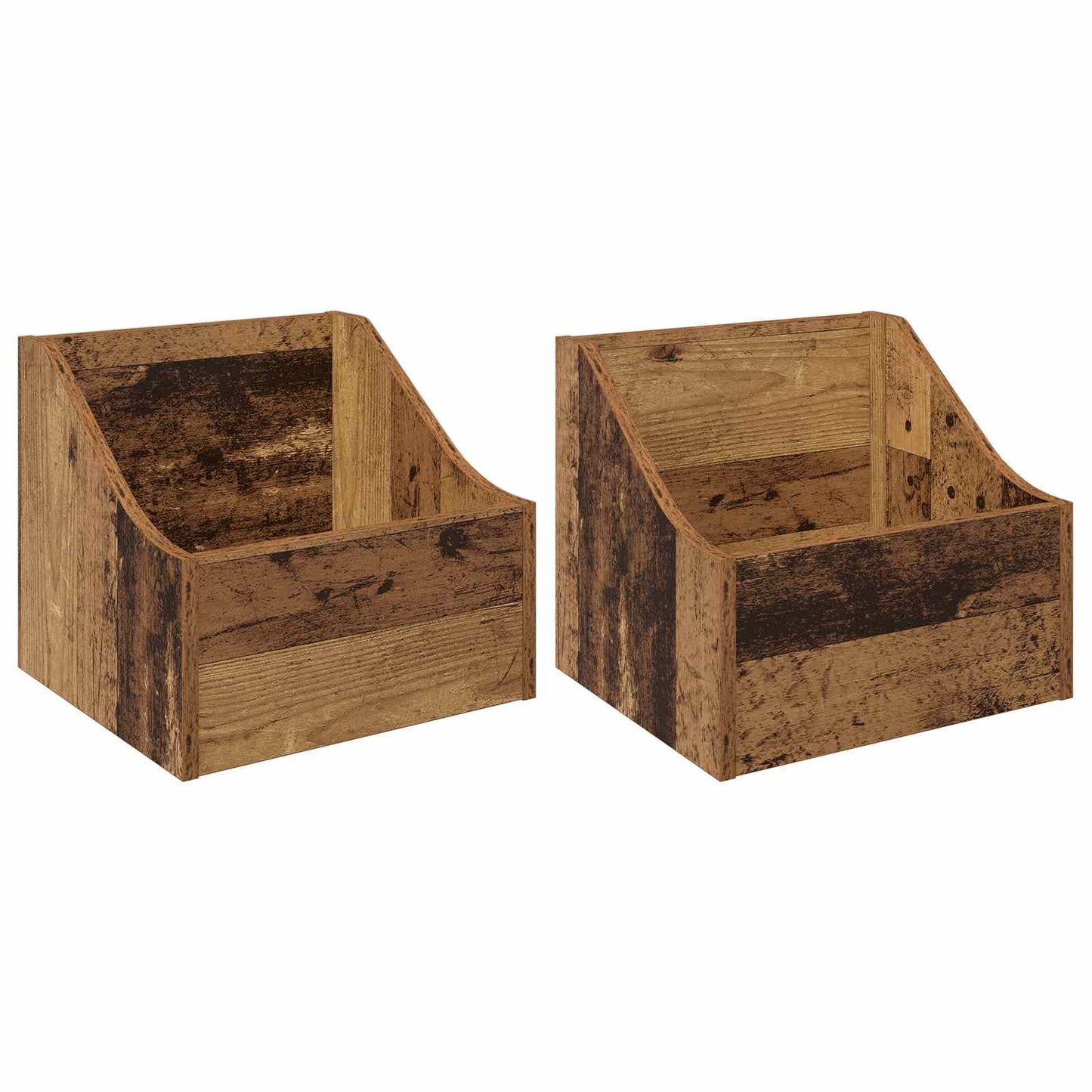 LP Record Box 2 pcs Oak Wood 37 x 33 x 32 cm Engineered Wood