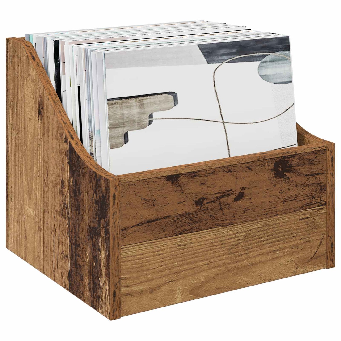 LP Record Box 2 pcs Oak Wood 37 x 33 x 32 cm Engineered Wood