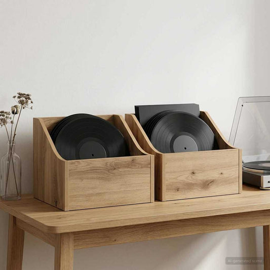 LP Record Box 2 pcs Artisan Oak 37 x 33 x 32 cm Engineered Wood