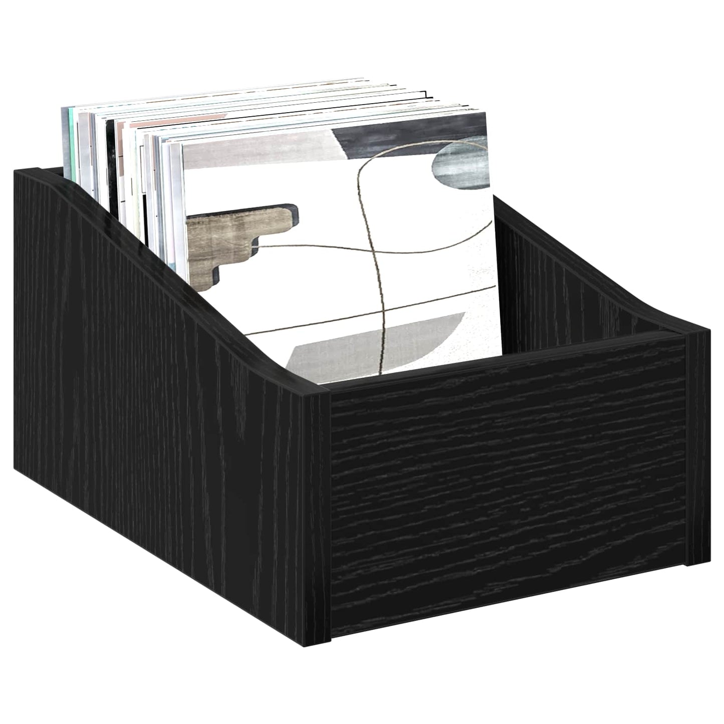 LP Record Box Black Oak 23 x 33 x 16 cm Engineered Wood