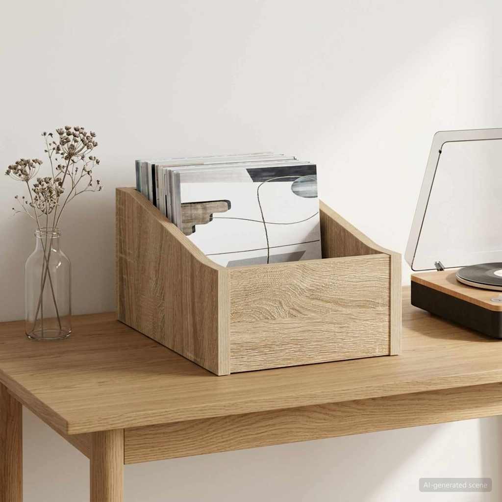 LP Record Box Sonoma Oak 23 x 33 x 16 cm Engineered Wood