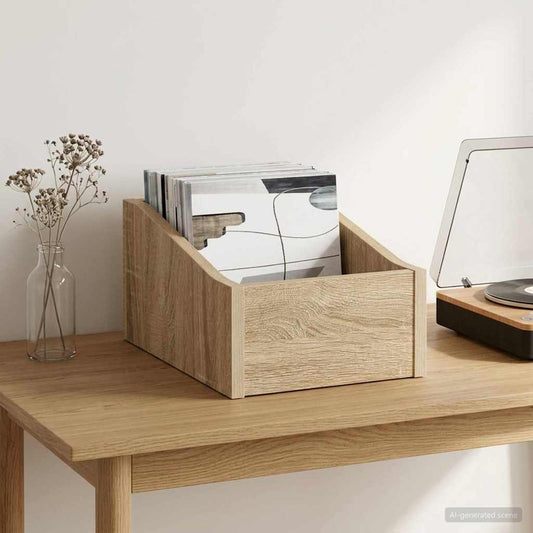 LP Record Box Sonoma Oak 23 x 33 x 16 cm Engineered Wood
