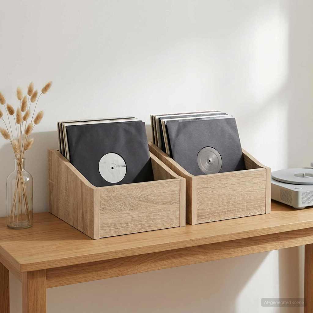 LP Record Box 2 pcs Sonoma Oak 23 x 33 x 16 cm Engineered Wood