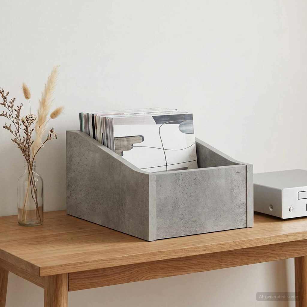 LP Record Box Concrete Grey 23 x 33 x 16 cm Engineered Wood