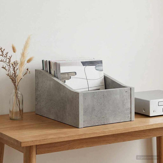 LP Record Box Concrete Grey 23 x 33 x 16 cm Engineered Wood
