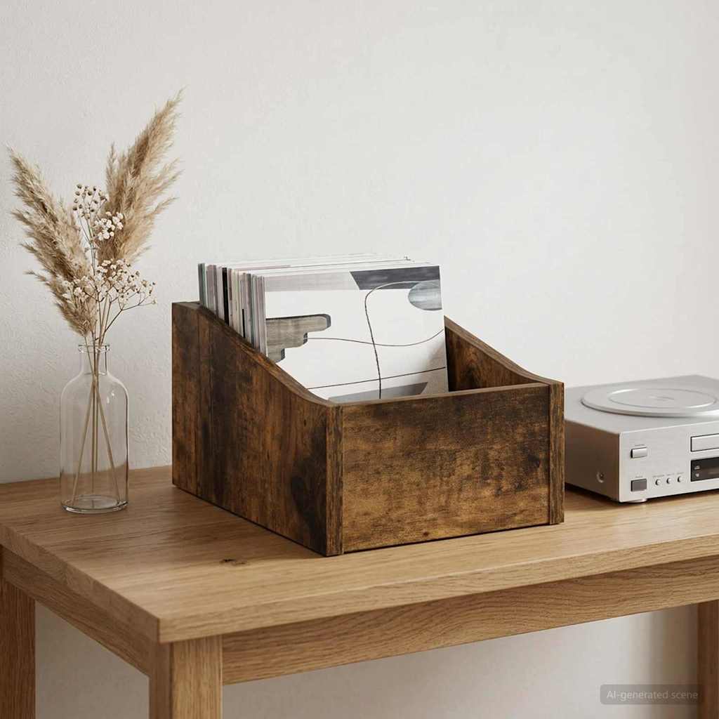 LP Record Box Smoked Oak 23 x 33 x 16 cm Engineered Wood