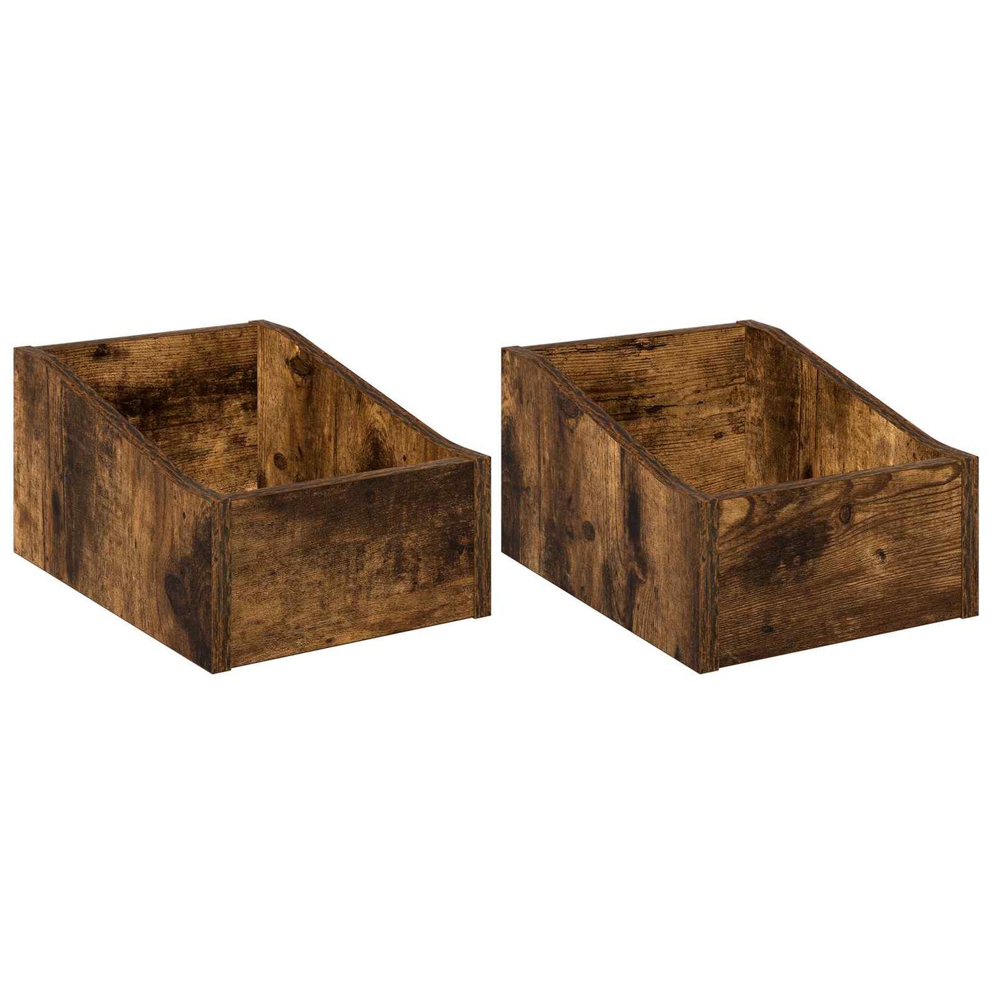 LP Record Box 2 pcs Smoked Oak 23 x 33 x 16 cm Engineered Wood