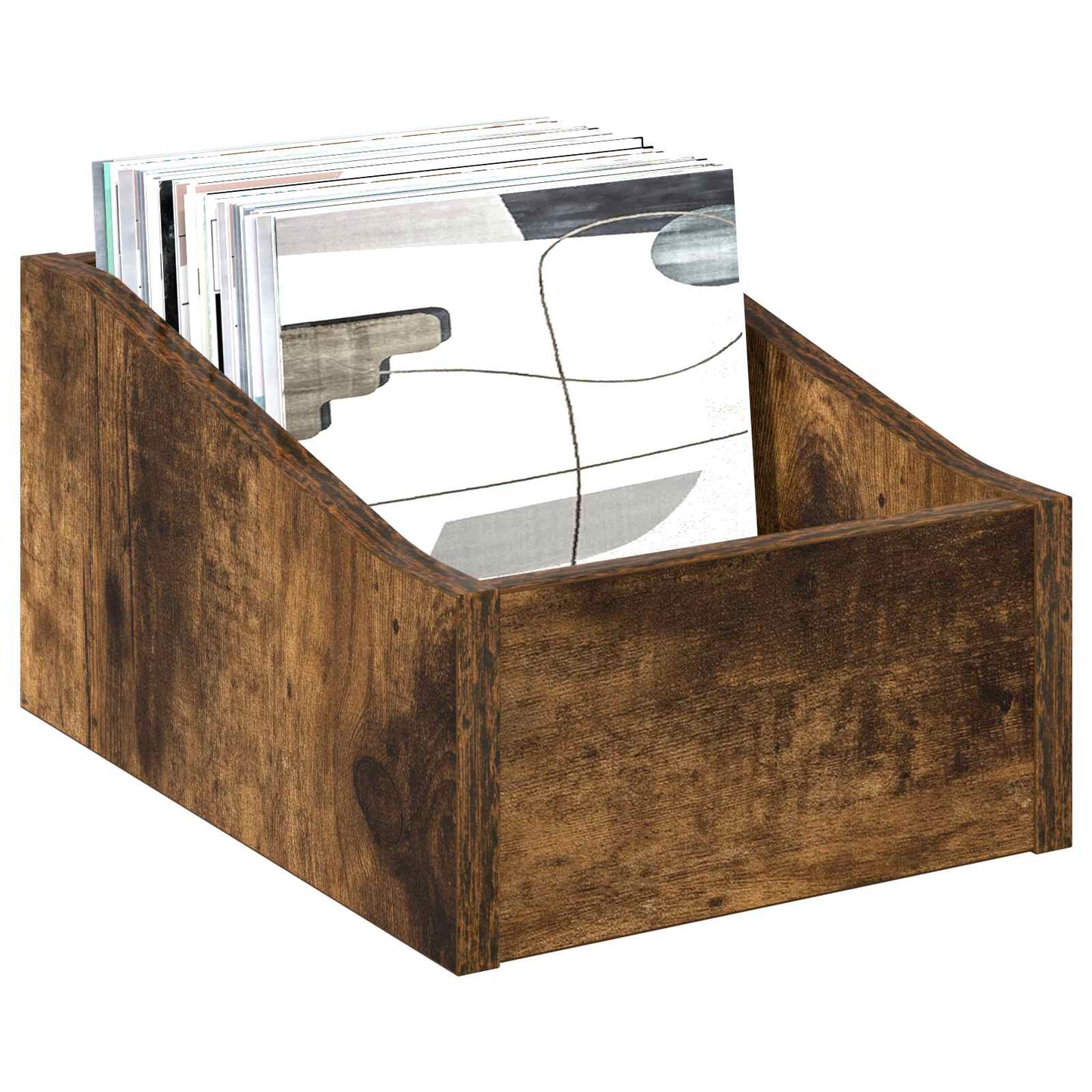 LP Record Box 2 pcs Smoked Oak 23 x 33 x 16 cm Engineered Wood