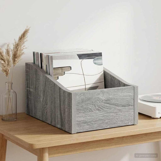 LP Record Box Grey Sonoma 23 x 33 x 16 cm Engineered Wood