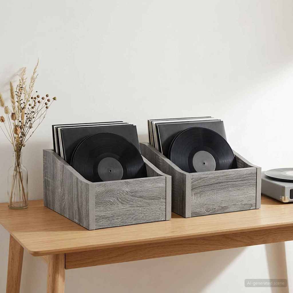 LP Record Box 2 pcs Grey Sonoma 23 x 33 x 16 cm Engineered Wood