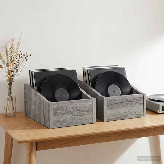 LP Record Box 2 pcs Grey Sonoma 23 x 33 x 16 cm Engineered Wood