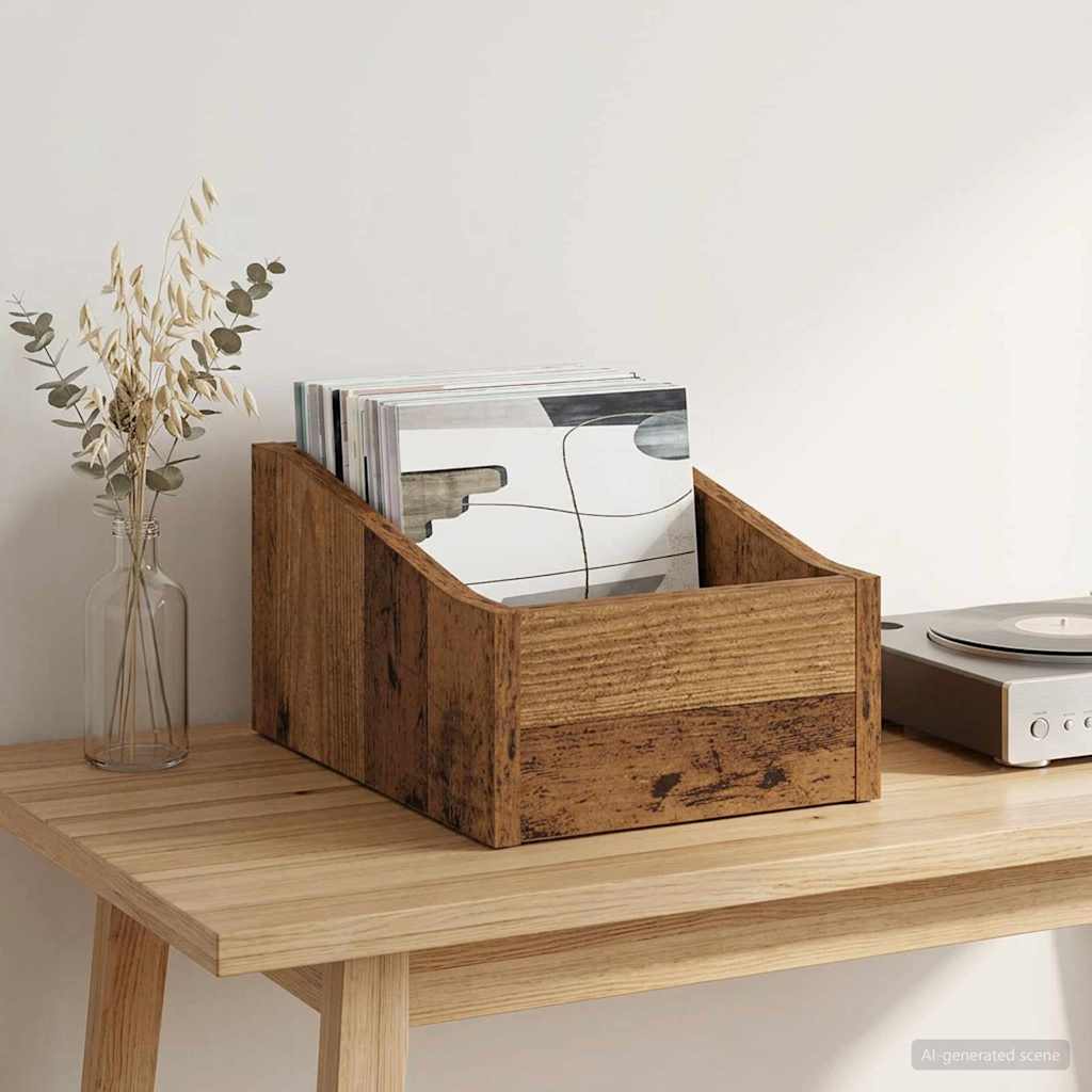 LP Record Box Oak Wood 23 x 33 x 16 cm Engineered Wood