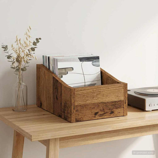 LP Record Box Old Wood 23 x 33 x 16 cm Engineered Wood