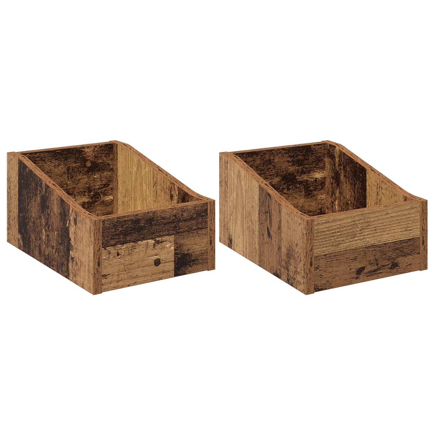 LP Record Box 2 pcs Oak Wood 23 x 33 x 16 cm Engineered Wood