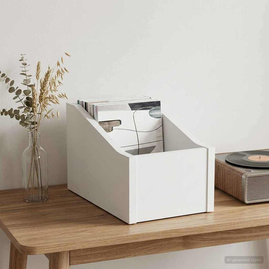 LP Record Box White 18 x 32 x 18 cm Engineered Wood