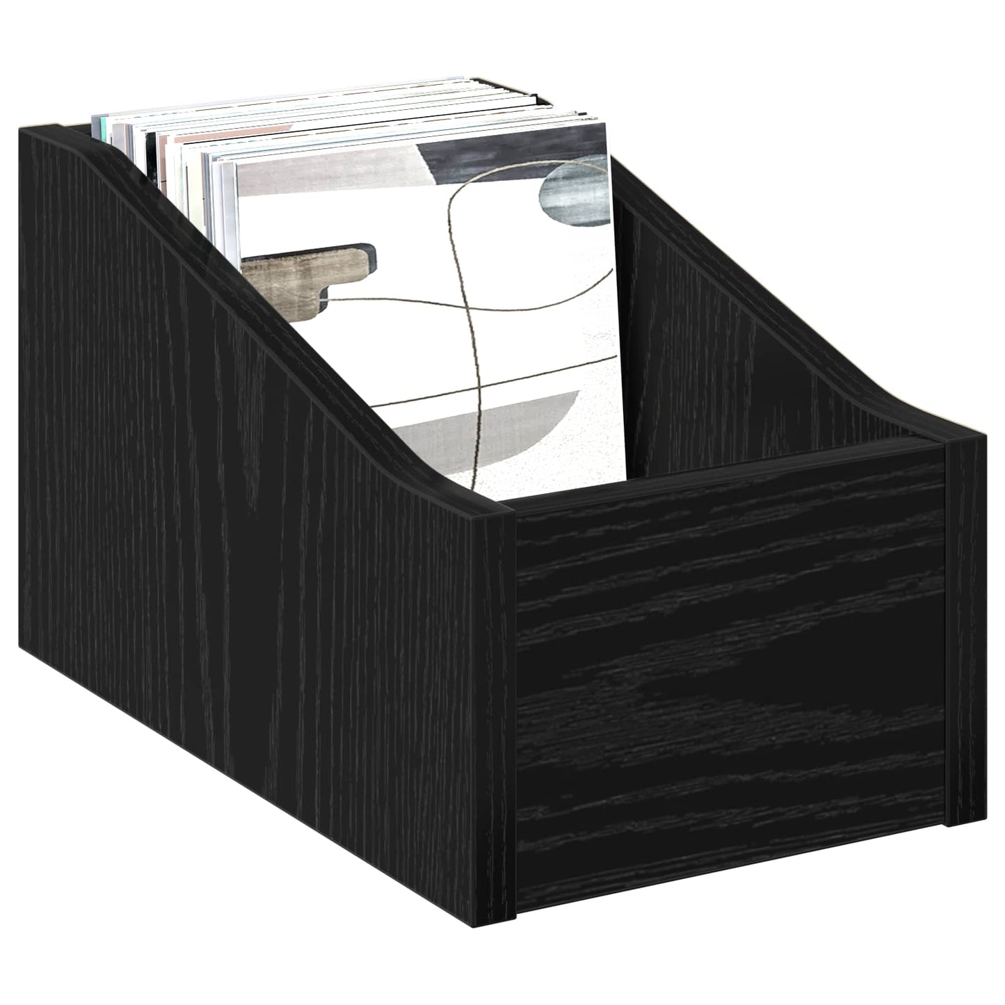 LP Record Box Black Oak 18 x 32 x 18 cm Engineered Wood